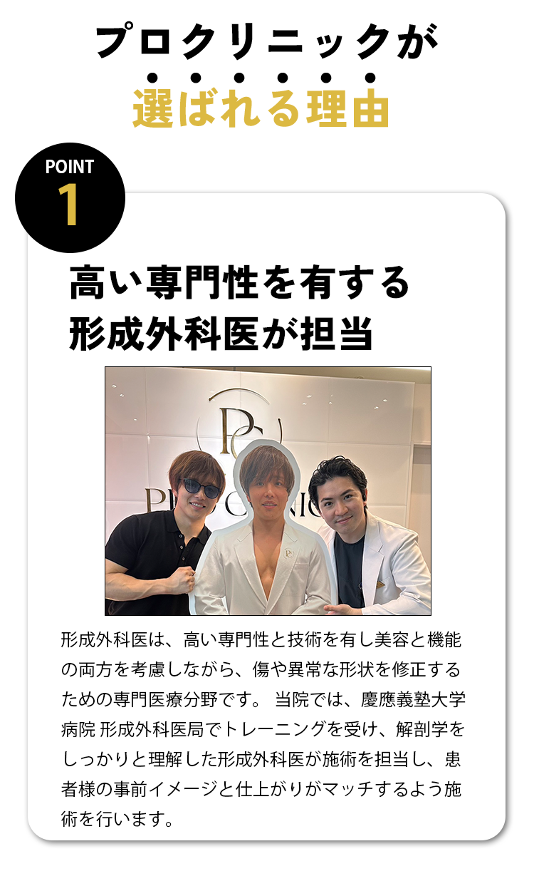 高い専門性を有する形成外科医が担当