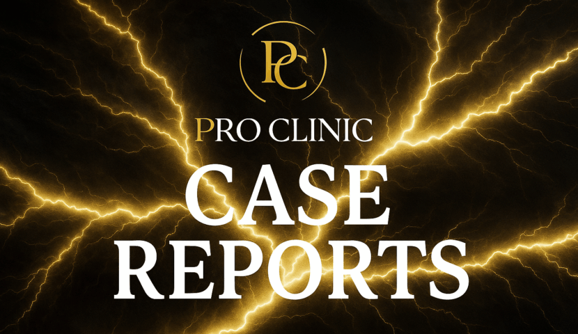 PRO CLINIC 症例紹介 Case Reports サムネイル｜高級感ある黒・白・ゴールドのデザインとロゴ