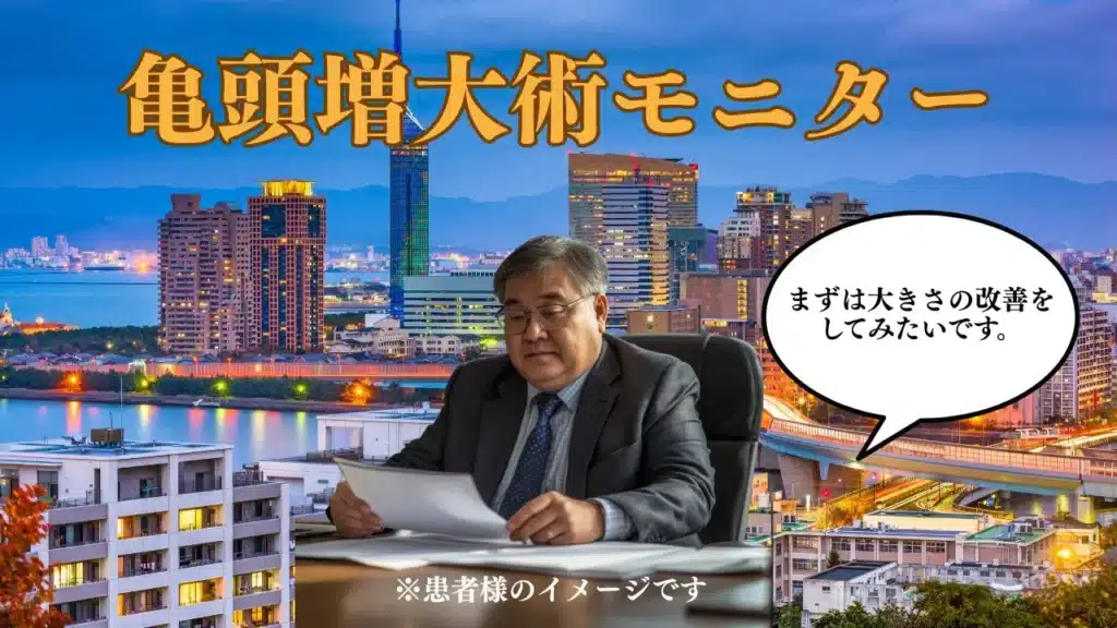 ヒアルロン酸PRO4ccによる亀頭増大術の症例写真。形成外科専門医が亀頭全体へ均一に注入し、カリ高やボリュームを改善した男性美容治療症例。